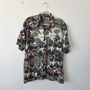 Vintage Thums Up For Him Hawaiian Shirt Tropical Beach Cabana Resortwear Large